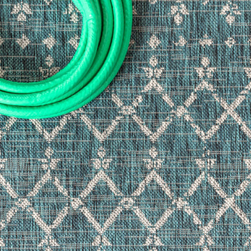 Ourika Moroccan Geometric Textured Weave Indoor/outdoor Square Rug